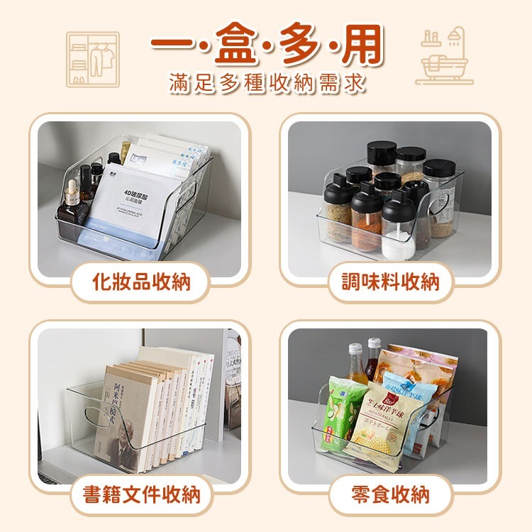 透明手提收納盒 收納盒 收納籃 置物籃 置物盒 桌上收納 桌上收納盒 收納盒桌上收納 書架桌上收納 ins【I155】-細節圖8