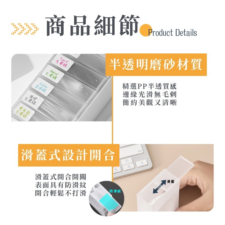 充電線收納盒 數據線收納盒 線材收納盒 電線收納盒 收納盒 桌上收納 桌面收納 儲物盒 整理盒 抽屜收納盒【I101】-細節圖5