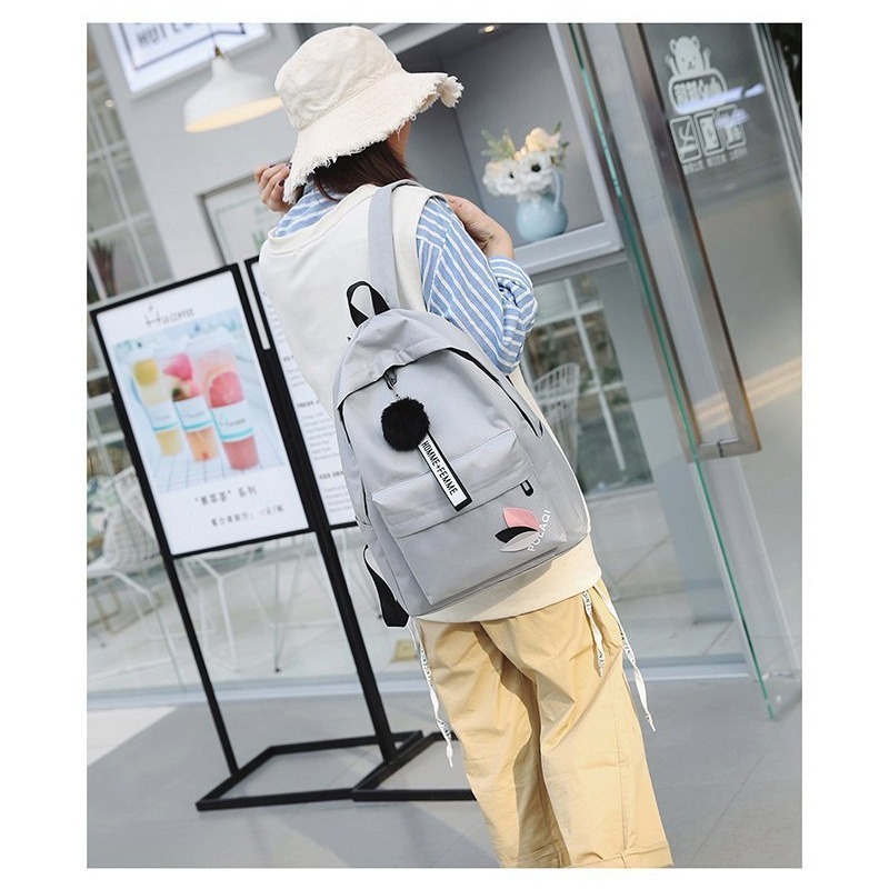 (當日出貨) 三片葉學院風後背包 學生雙肩包 潮流後背包 後背包 簡約雙肩包 背包  簡約休閒後背包 素面(YA014)-細節圖5