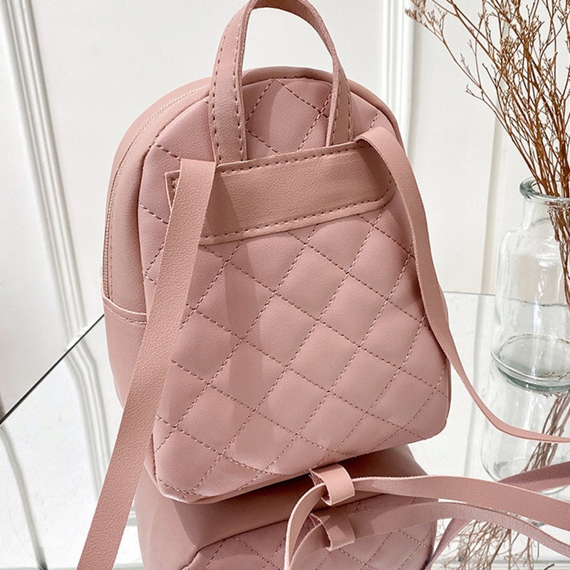 (當日出貨) 休閒菱格雙肩包 菱格後背包 菱格背包 休閒百搭後背包 肩背包 小背包 雙肩包 單肩包 背包(YA016)-細節圖6