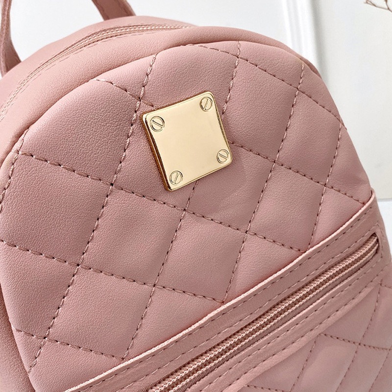 (當日出貨) 休閒菱格雙肩包 菱格後背包 菱格背包 休閒百搭後背包 肩背包 小背包 雙肩包 單肩包 背包(YA016)-細節圖7