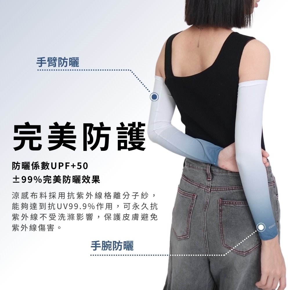 【MEGA COOUV】男女共款- 漸層一般款防曬涼感袖套 UV-M523 涼感袖套 防曬袖套-細節圖4