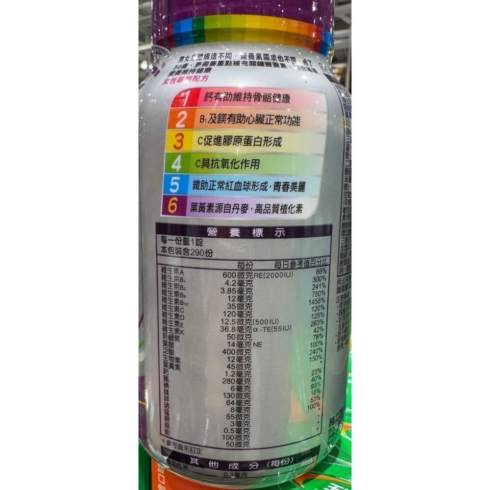 台中小蜜蜂美式賣場代購 (開發票統編) 銀寶善存 50+ 男性 女性 綜合維他命 銀寶 善存 維他命 維生素 290錠-細節圖2