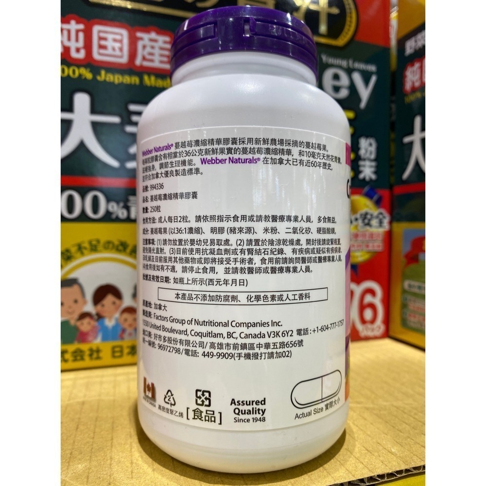 台中小蜜蜂美式賣場代購(開發票統編) Webber Natural 蔓越莓濃縮精華膠囊 蔓越莓 蔓越莓濃縮 250錠-細節圖3