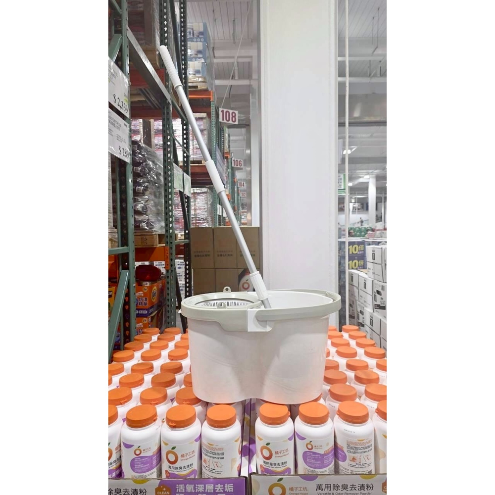 台中小蜜蜂美式賣場代購 (開發票統編) 好神拖 拖把 手壓式 洗脫雙效 旋轉拖把 附替換布盤 3入-細節圖2