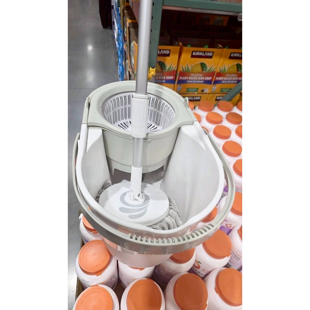 台中小蜜蜂美式賣場代購 (開發票統編) 好神拖 拖把 手壓式 洗脫雙效 旋轉拖把 附替換布盤 3入-細節圖3