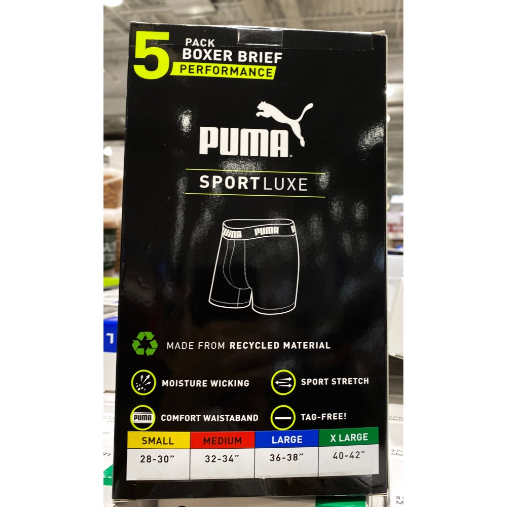台中小蜜蜂美式賣場代購 (開發票統編) PUMA 男平口內褲 男內褲 內褲 5入組-細節圖2
