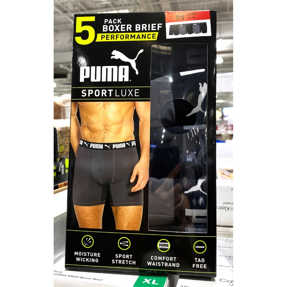 台中小蜜蜂美式賣場代購 (開發票統編) PUMA 男平口內褲 男內褲 內褲 5入組-規格圖3