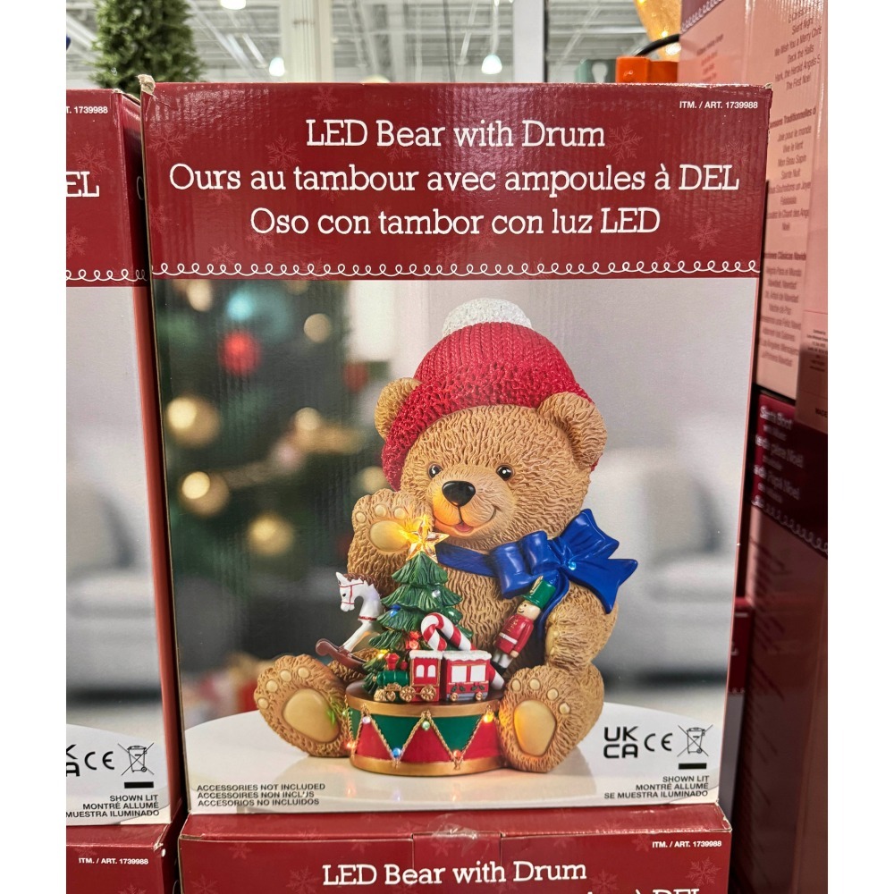 台中小蜜蜂美式賣場代購 (開發票統編) 13.5吋 LED 聖誕熊裝飾 聖誕熊 裝飾 聖誕節 聖誕 交換禮物 燈飾-細節圖2