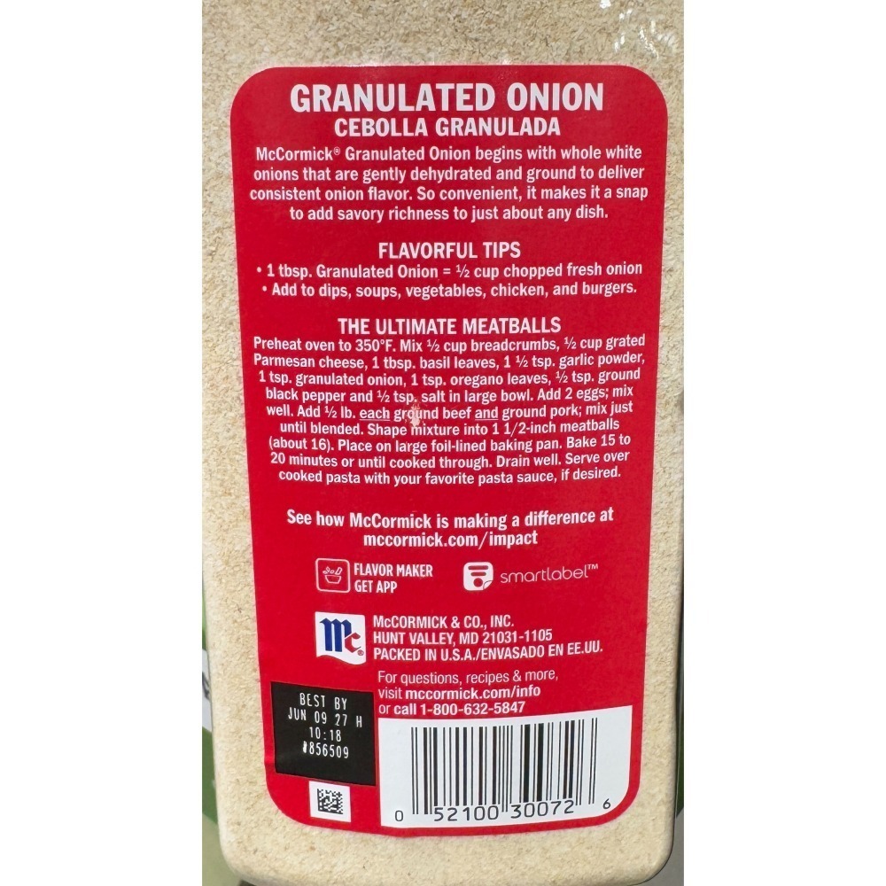 台中小蜜蜂美式賣場代購(開發票統編) McCormick 味好美 洋蔥粉 洋蔥 510公克-細節圖3