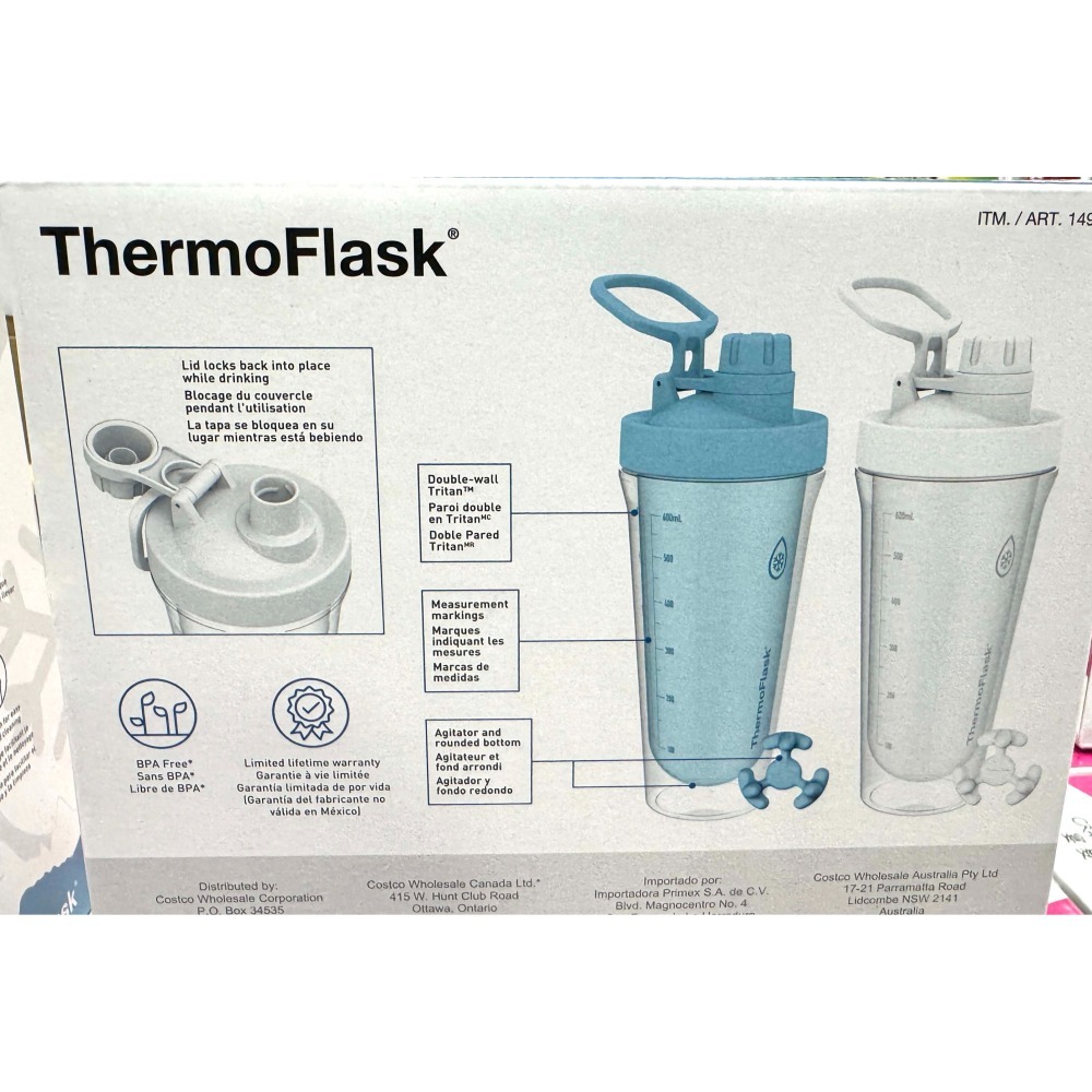 台中小蜜蜂美式賣場代購 (開發票統編) ThermoFlask 塑膠隨行搖搖杯 隨行杯 搖搖杯 水壺 710毫升x2入-細節圖3