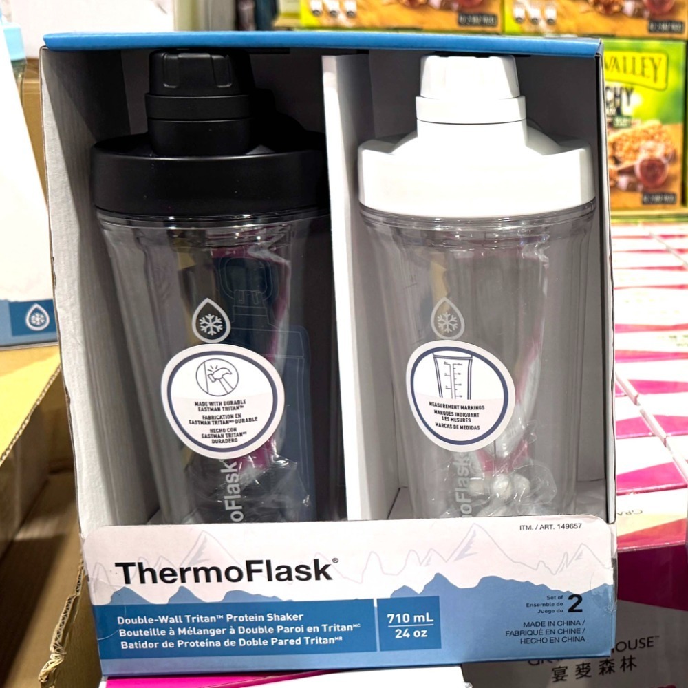台中小蜜蜂美式賣場代購 (開發票統編) ThermoFlask 塑膠隨行搖搖杯 隨行杯 搖搖杯 水壺 710毫升x2入-規格圖4