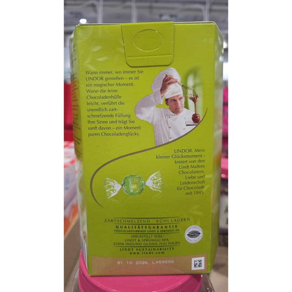 台中小蜜蜂美式賣場代購 (開發票統編) Lindt 開心果軟心巧克力球 巧克力 開心果 零食 500公克-細節圖3