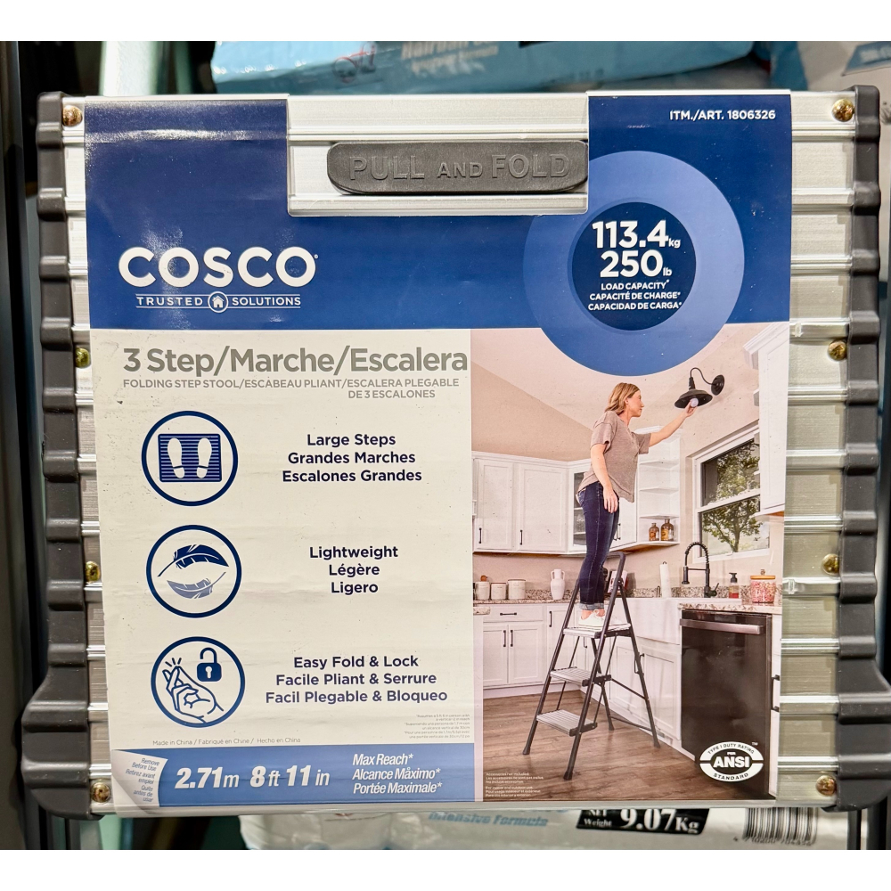 台中小蜜蜂美式賣場代購 (開發票統編) COSCO 三層鋁梯 鋁梯 工具梯-細節圖3