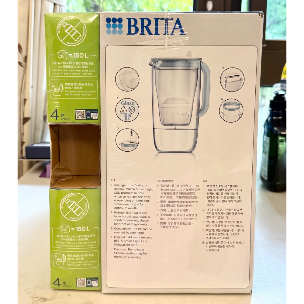 台中小蜜蜂美式賣場代購 (開發票統編) Brita 純淨玻璃濾水壺 2.5公升 附7入 Maxtra Pro 濾芯-細節圖2
