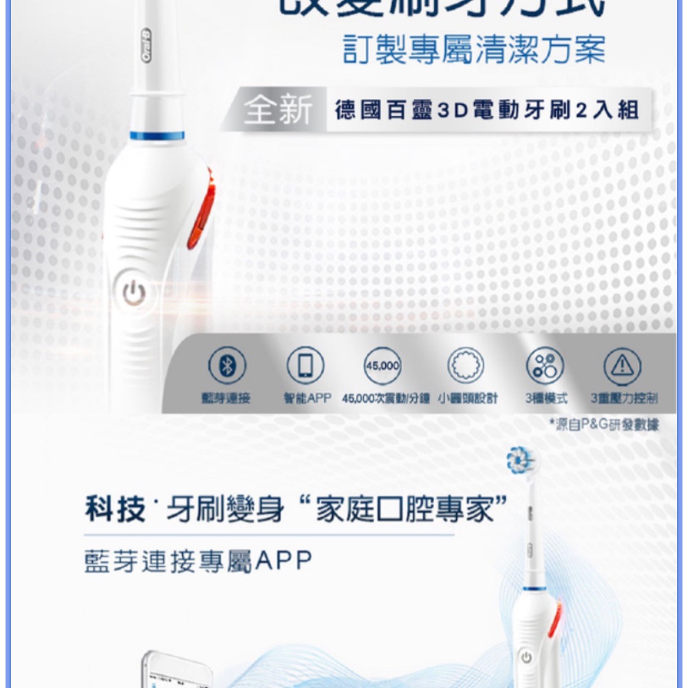 歐樂B 充電式智能藍牙電動牙刷 2入 SMART3500-細節圖2