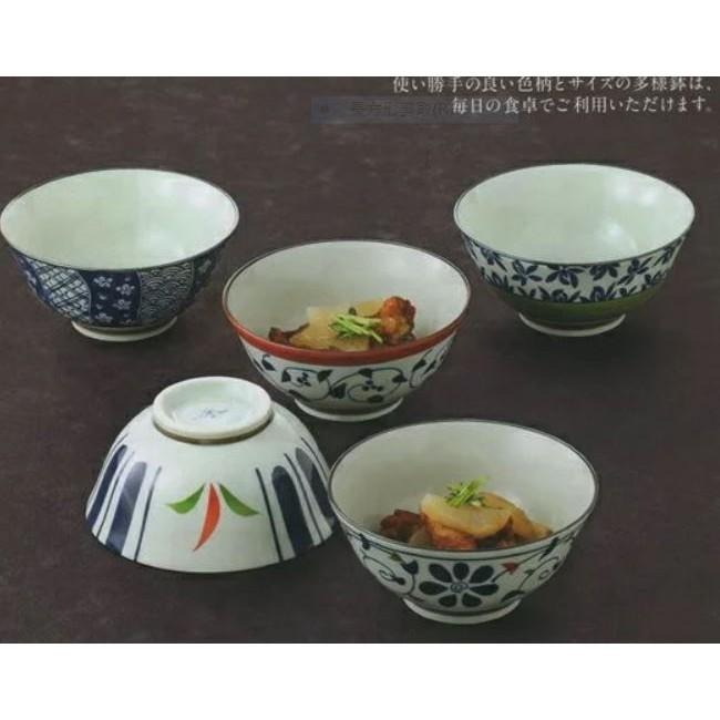 ~* 平安喜樂 *~日本製 有田焼 波佐見焼 染錦 多用碗 5入 湯碗 泡麵碗 飯碗 禮物 52658-細節圖3
