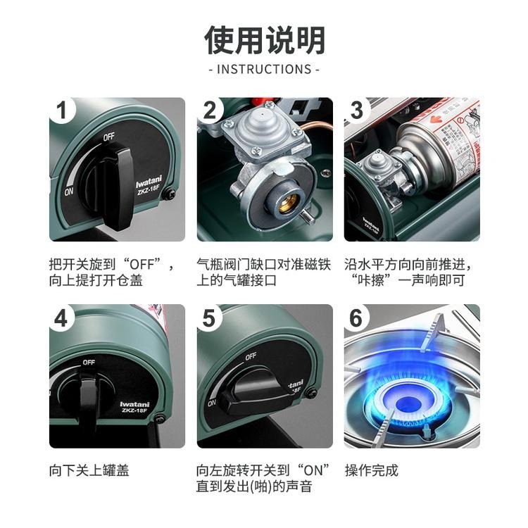 ~*平安喜樂*~IWATANI 日本岩谷 綠卡高效防風型磁式卡式爐 ZKZ-18F-細節圖2