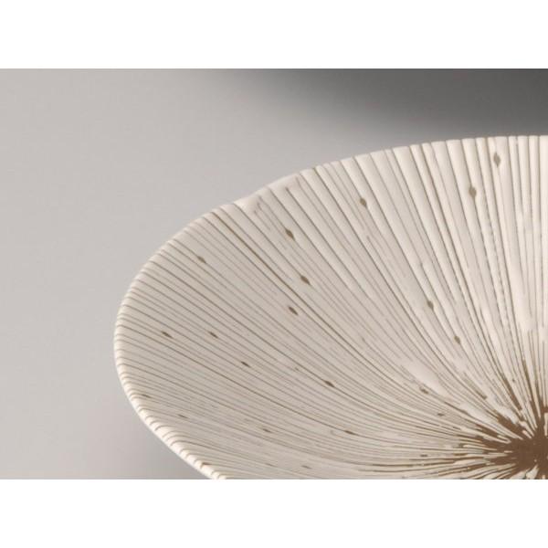 ~* 平安喜樂 *~日本製 美濃燒珠露 千段十草 湯碗 麵碗 花型 米色-細節圖2