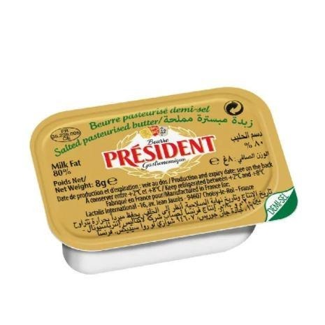 ~ 平安喜樂*~12盒 免運法國 總統牌 PRESIDENT 有鹽小奶油 新式無盒裝環保包 8g*125入 迷你小奶油