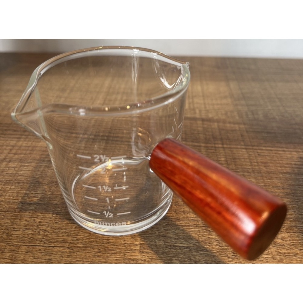 ~* 平安喜樂 *~雙口量杯 70ml 濃縮咖啡杯  加厚盎司杯 雙頭盎司杯 耐熱玻璃量杯 奶盅杯 雙刻度 木柄-細節圖4