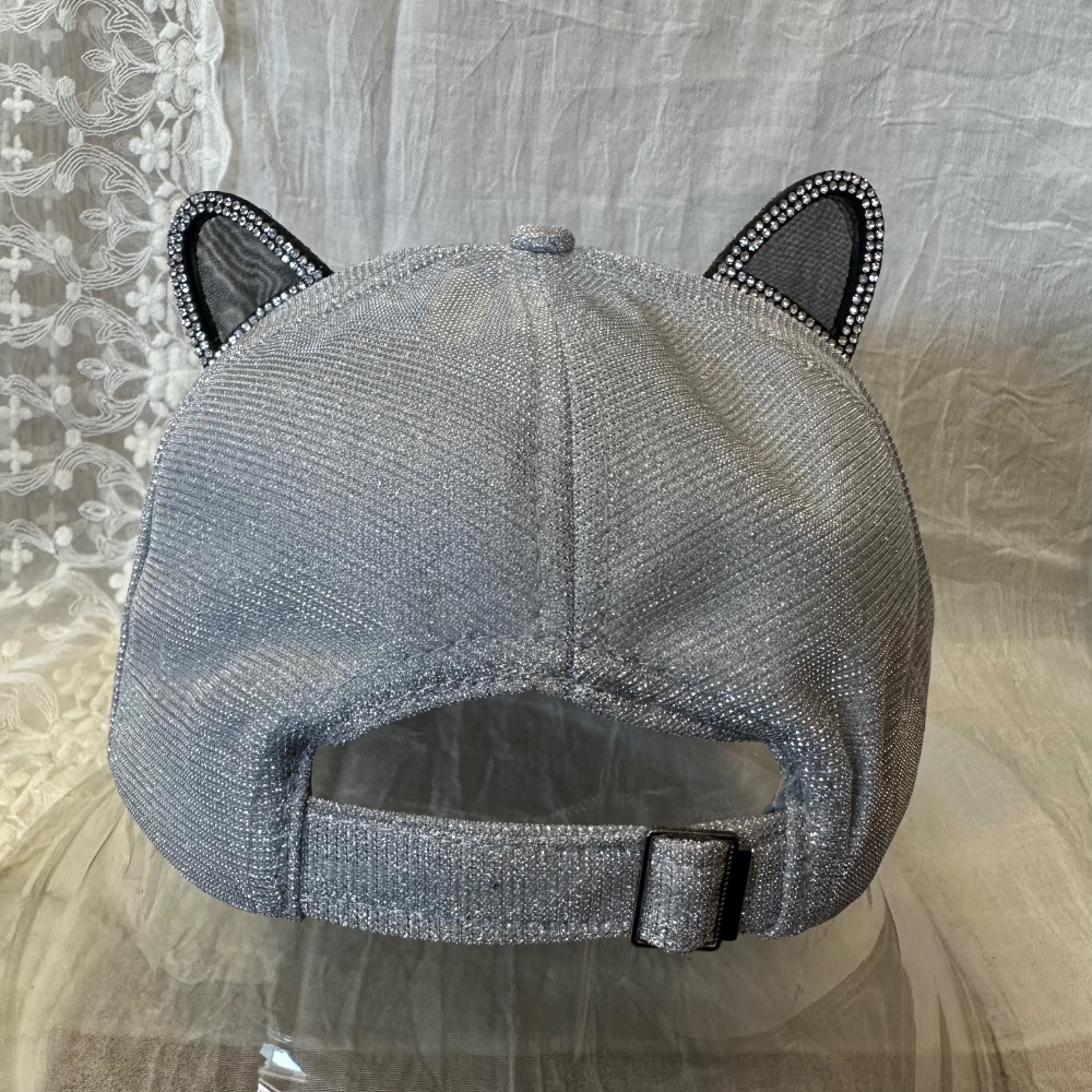 💎水鑽貓耳朵 亮面鴨舌帽-細節圖3