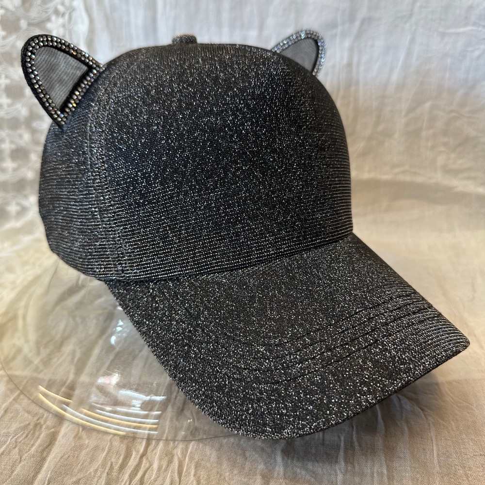 💎水鑽貓耳朵✨亮面鴨舌帽-細節圖2