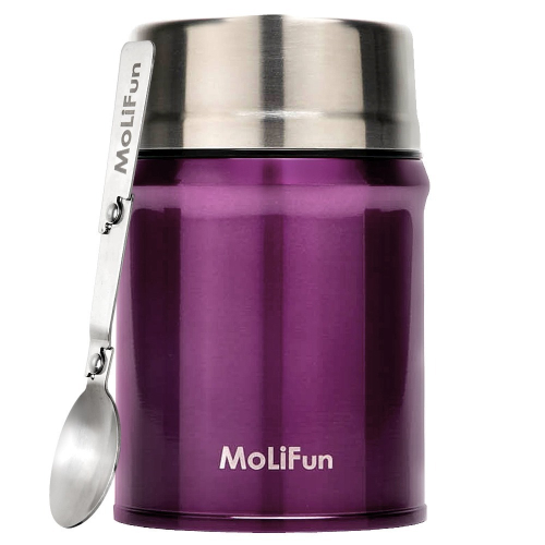 MoliFun魔力坊 316不鏽鋼輕量真空保鮮保溫悶燒罐/悶燒杯800ml-水晶紫(MF0800V)