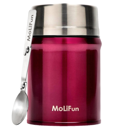 MoliFun魔力坊 316不鏽鋼輕量真空保鮮保溫悶燒罐/悶燒杯800ml-玫瑰紅(MF0800R)