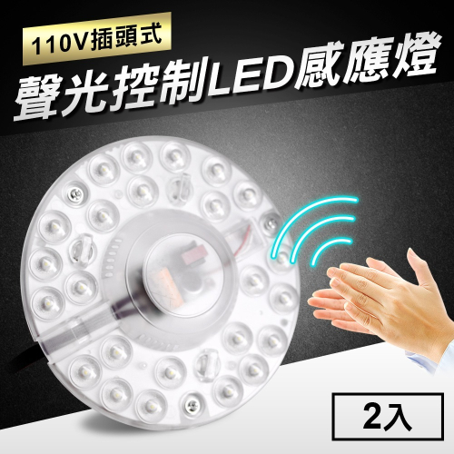 TheLife嚴選 12W 1000流明聲光控制LED感應燈-110V插頭式(2入)【MC0223】(SC0033)