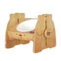 JohoE嚴選 職人木匠寵物樂園可調式原木寵物餐桌附瓷碗-單碗(MS5AAH1)-規格圖1