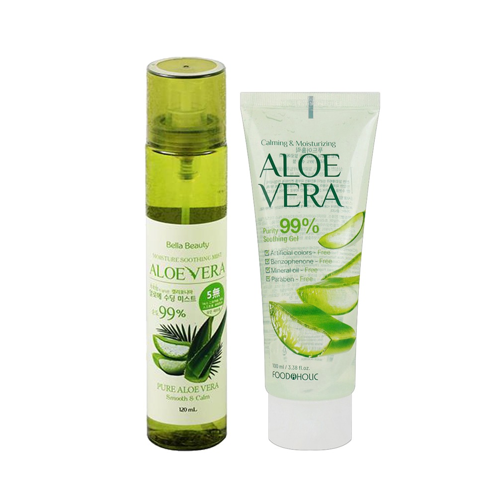 Bella Beauty 韓國蘆薈/絲瓜保濕噴霧120ml+FOODAHOLIC保濕凝膠100ml (SA0106)-規格圖1