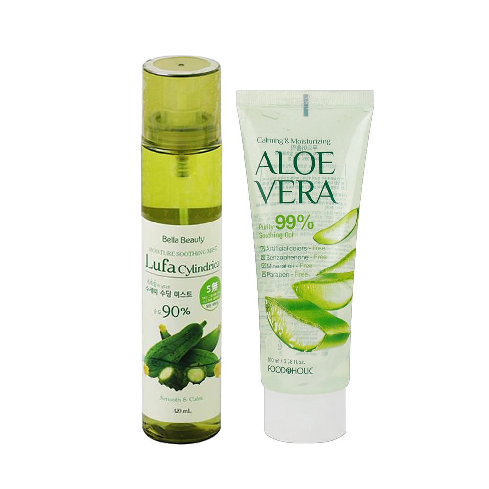 Bella Beauty 韓國蘆薈/絲瓜保濕噴霧120ml+FOODAHOLIC保濕凝膠100ml (SA0106)-規格圖1