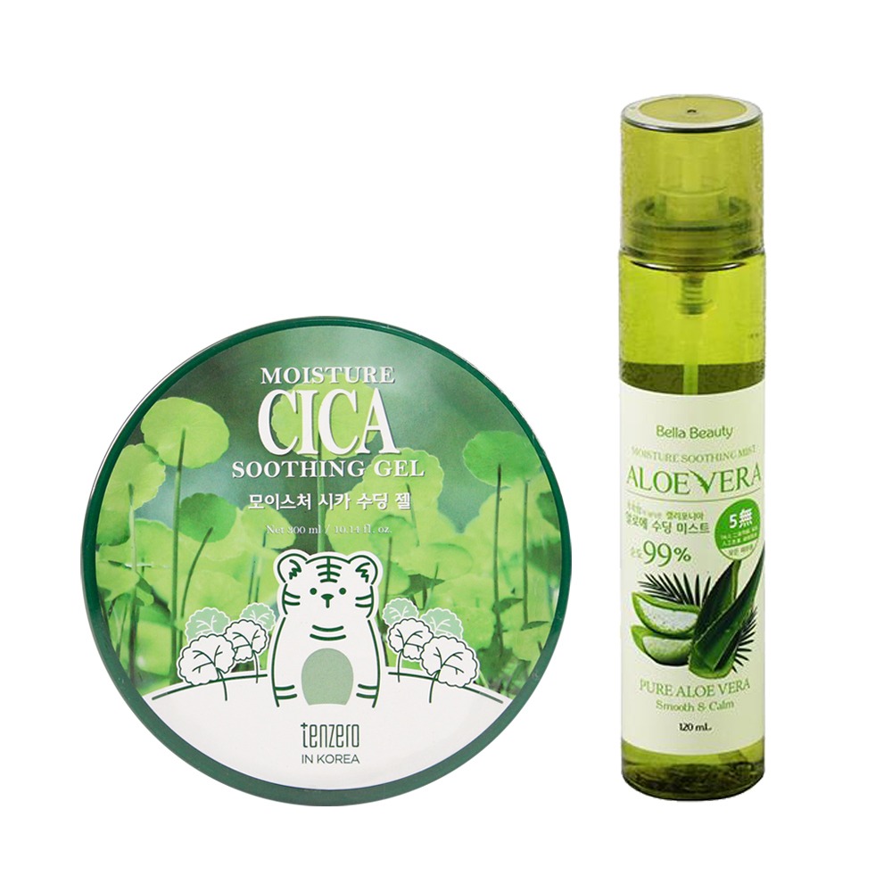 Bella Beauty 韓國蘆薈/絲瓜保濕噴霧120ml+TENZERO舒緩凝膠300ml (SA0107A)-規格圖1