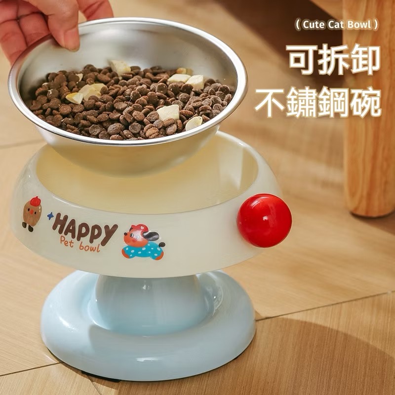 貓狗碗盆含不鏽鋼碗 18.5cm大開口 護頸碗 飼料碗 寵物水碗-細節圖2