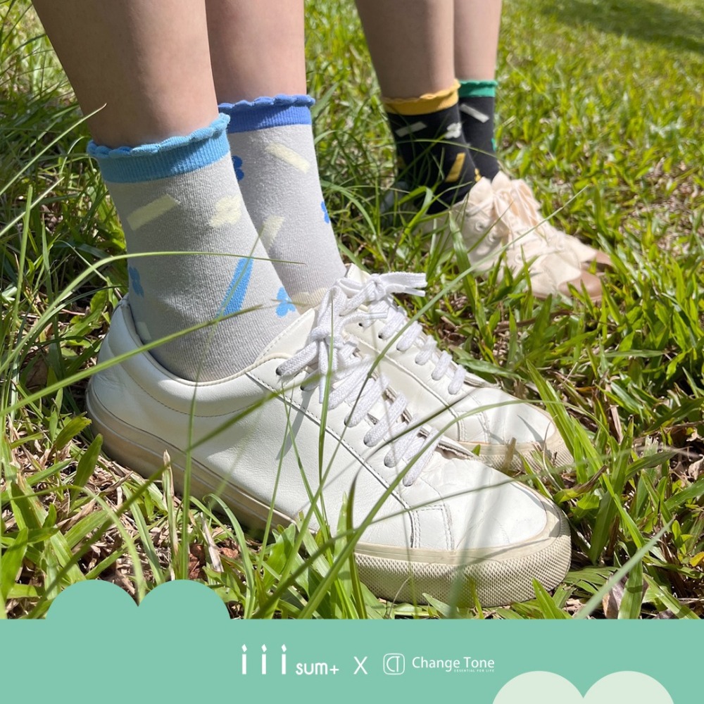 魔法花園 (淺灰/黑) 不對稱顏色  iii sum+ X CT 聯名設計 襪子-細節圖4