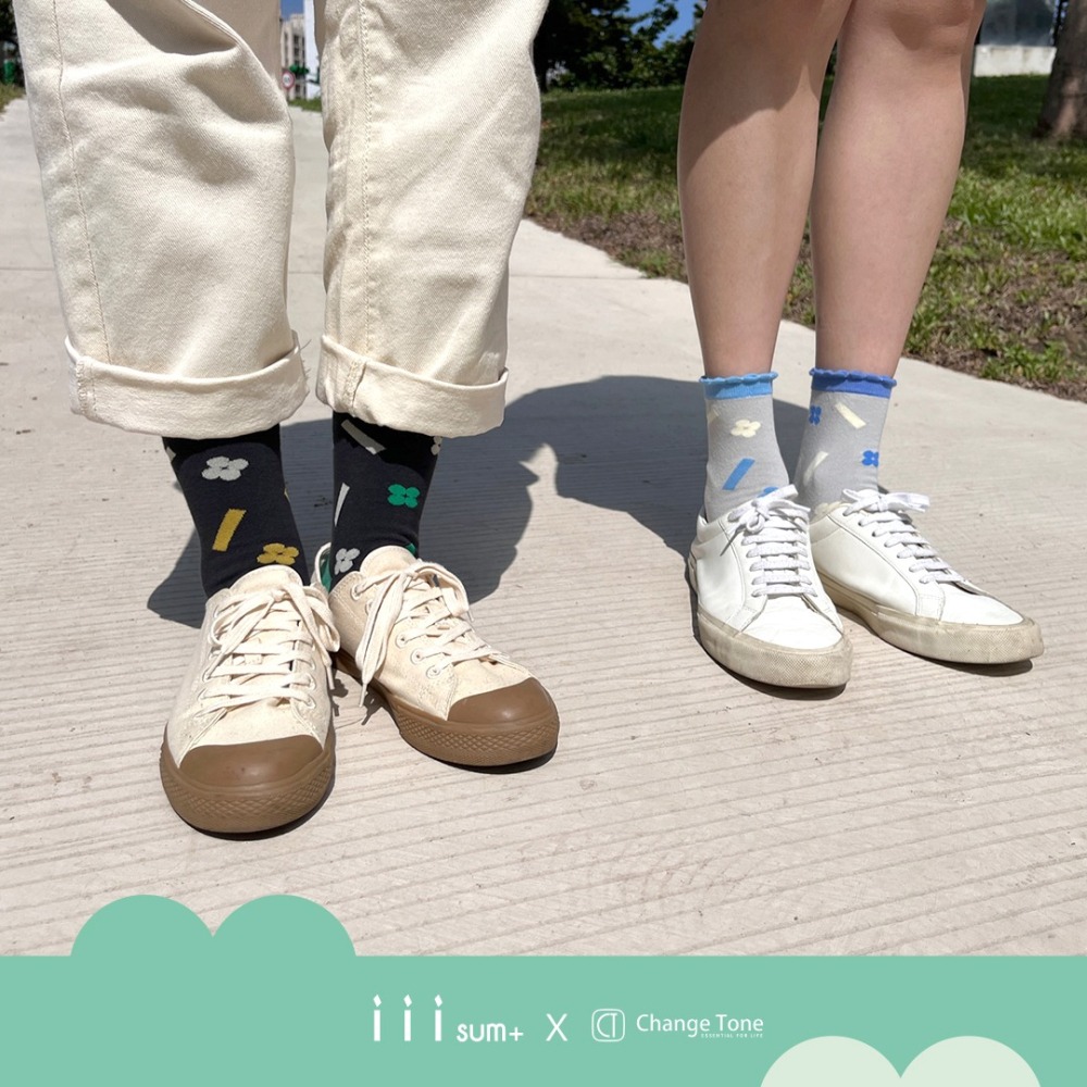 魔法花園 (淺灰/黑) 不對稱顏色  iii sum+ X CT 聯名設計 襪子-細節圖5