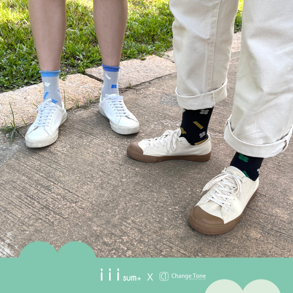 魔法花園 (淺灰/黑) 不對稱顏色  iii sum+ X CT 聯名設計 襪子-細節圖6