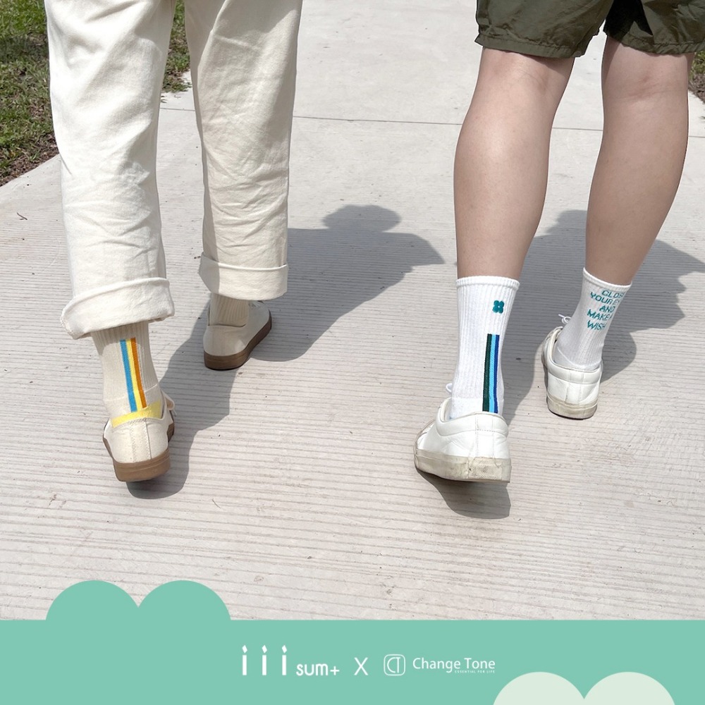 MAKE A WISH 許願文字 (白/米) 刺繡 不對稱設計 襪子 聯名款式-細節圖3