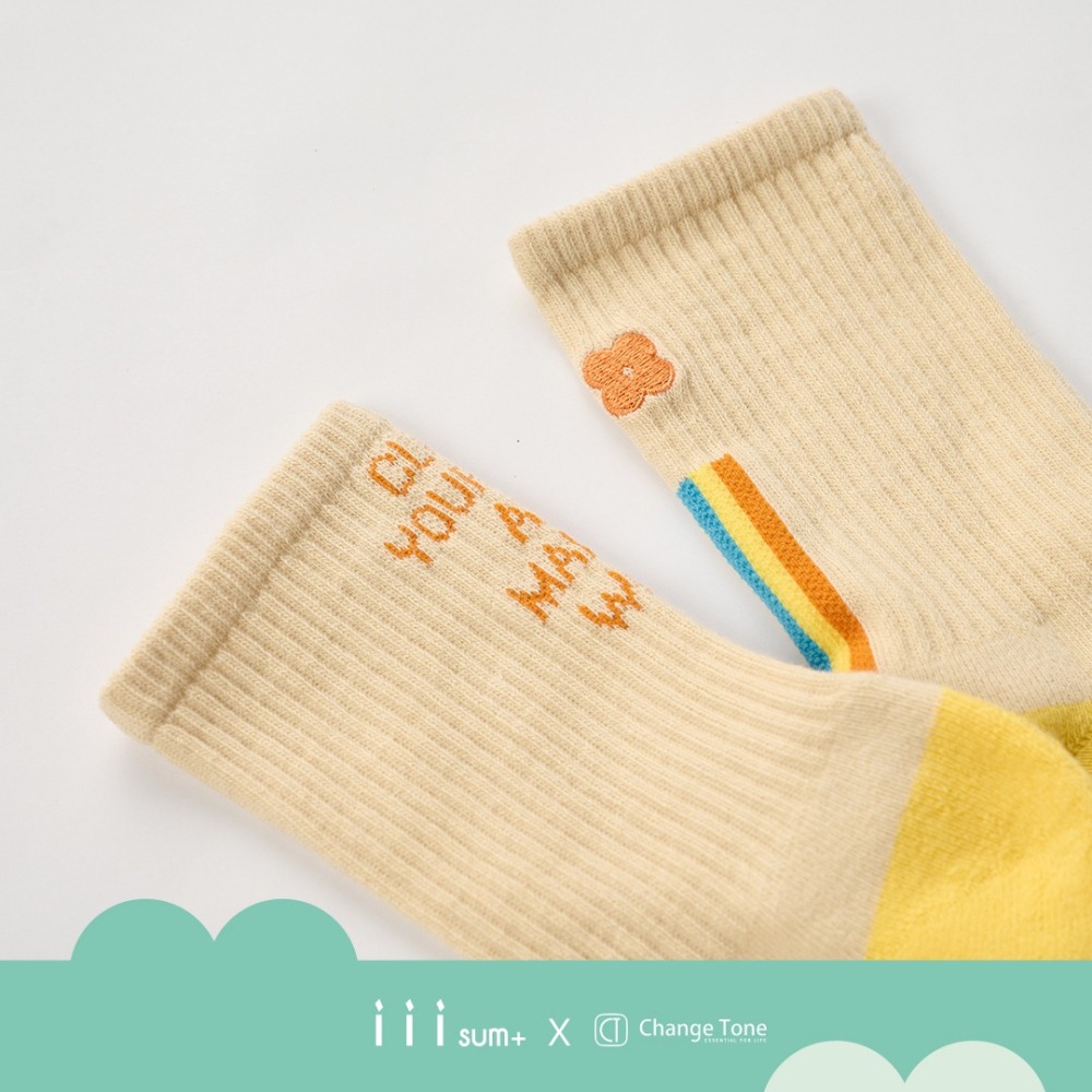 MAKE A WISH 許願文字 (白/米) 刺繡 不對稱設計 襪子 聯名款式-細節圖6