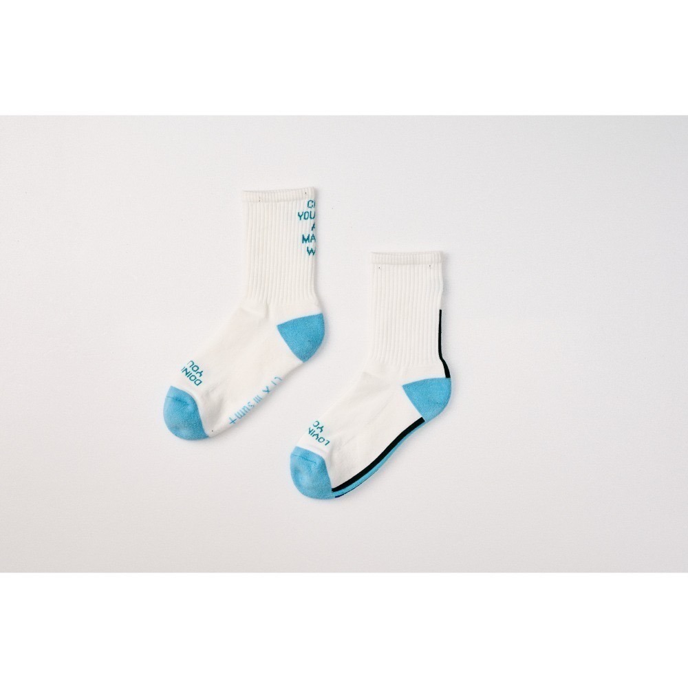 MAKE A WISH 許願文字 (白/米) 刺繡 不對稱設計 襪子 聯名款式-細節圖9