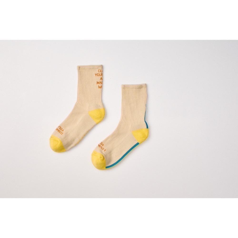 MAKE A WISH 許願文字 (白/米) 刺繡 不對稱設計 襪子 聯名款式-細節圖10
