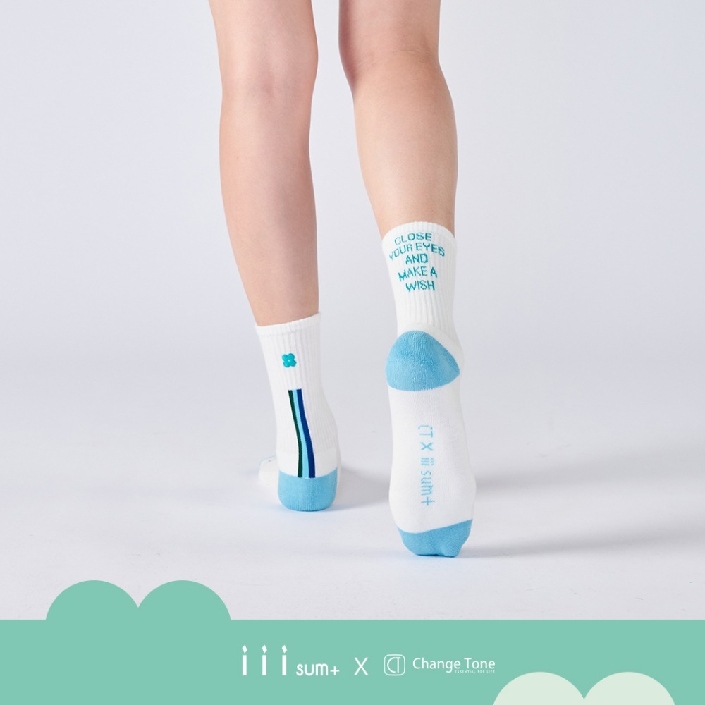 MAKE A WISH 許願文字 (白/米) 刺繡 不對稱設計 襪子 聯名款式-規格圖10