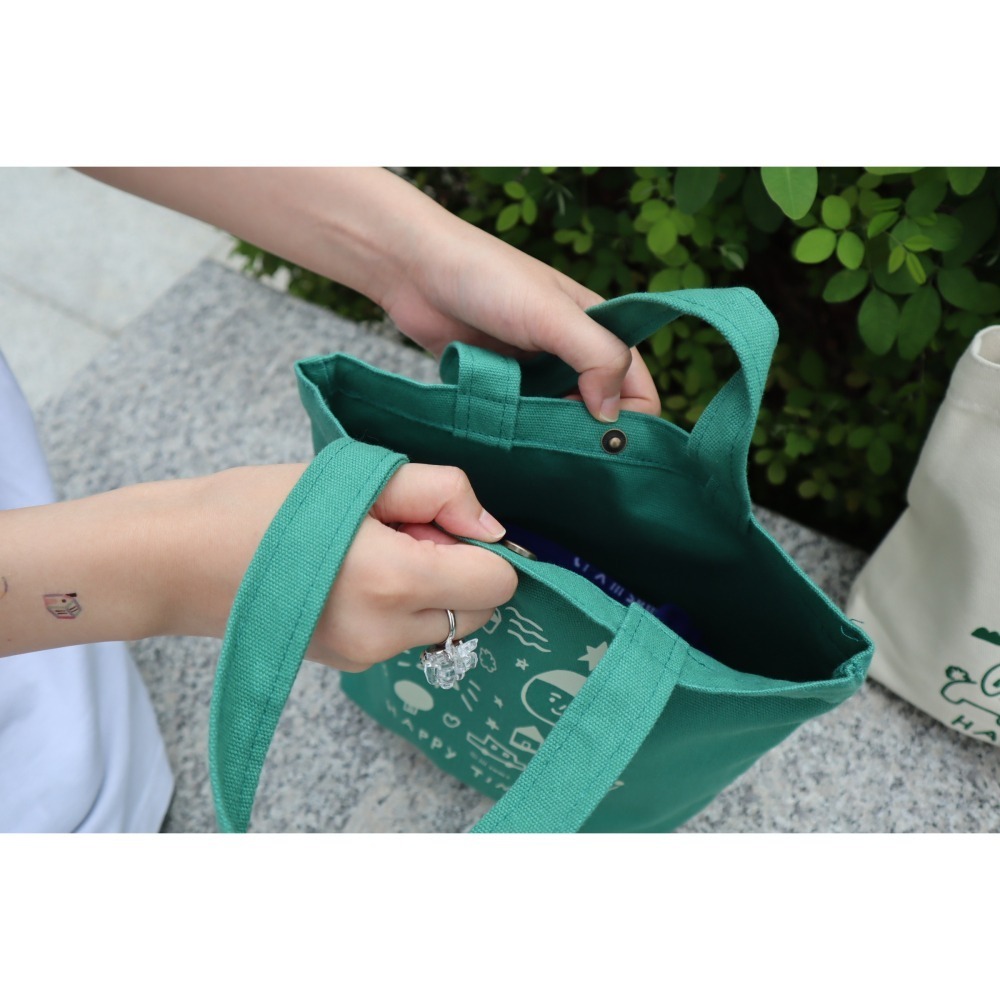 HAPPY TIME 快樂出遊時光小提袋 綠色-細節圖6