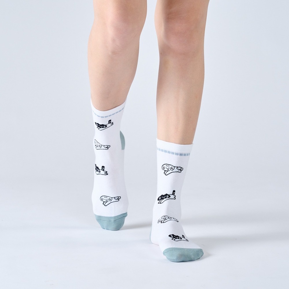 跳躍貓狗 白/藍 iii sum+ × ChangeTone 聯名襪款-細節圖2
