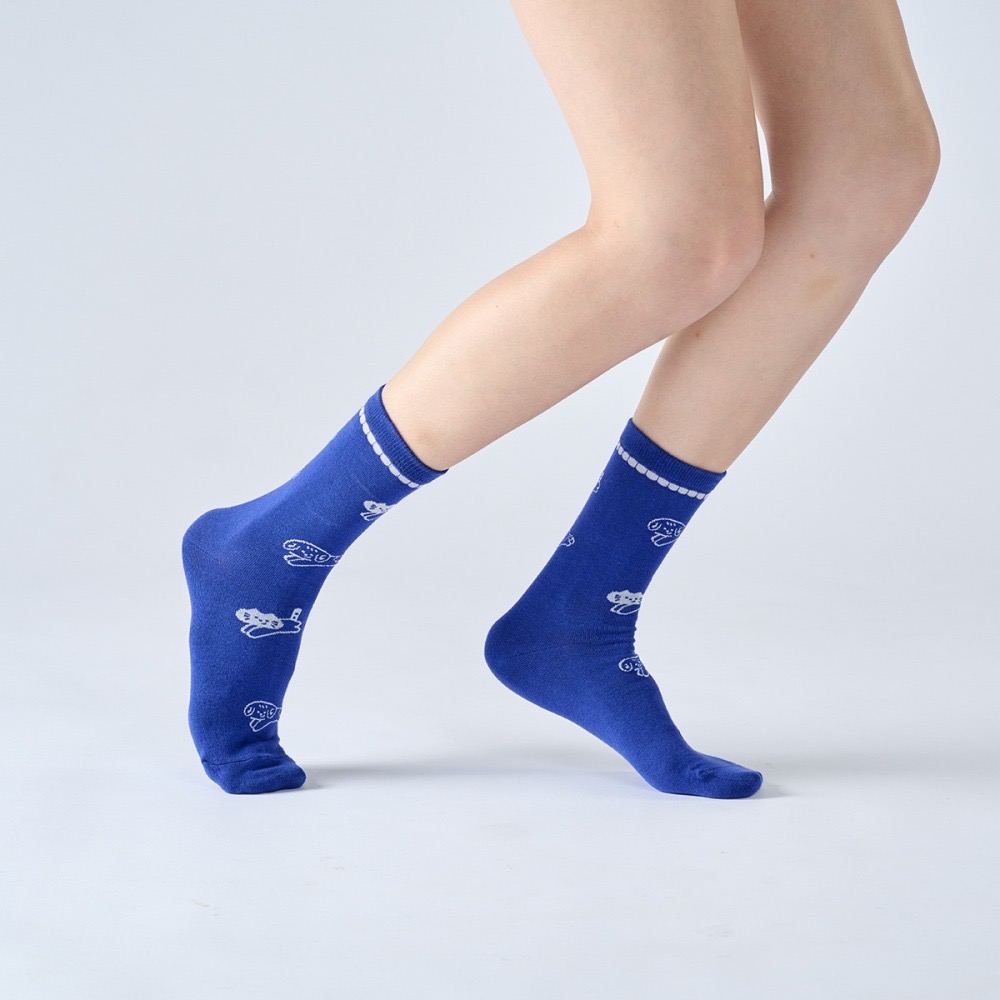 跳躍貓狗 白/藍 iii sum+ × ChangeTone 聯名襪款-細節圖6