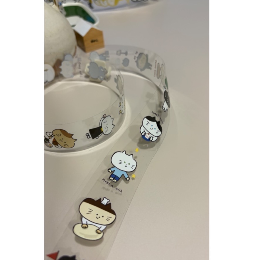 新版 貓咪鄰居 PET膠帶 透明亮面 循環100cm共5m 自由剪貼-細節圖2