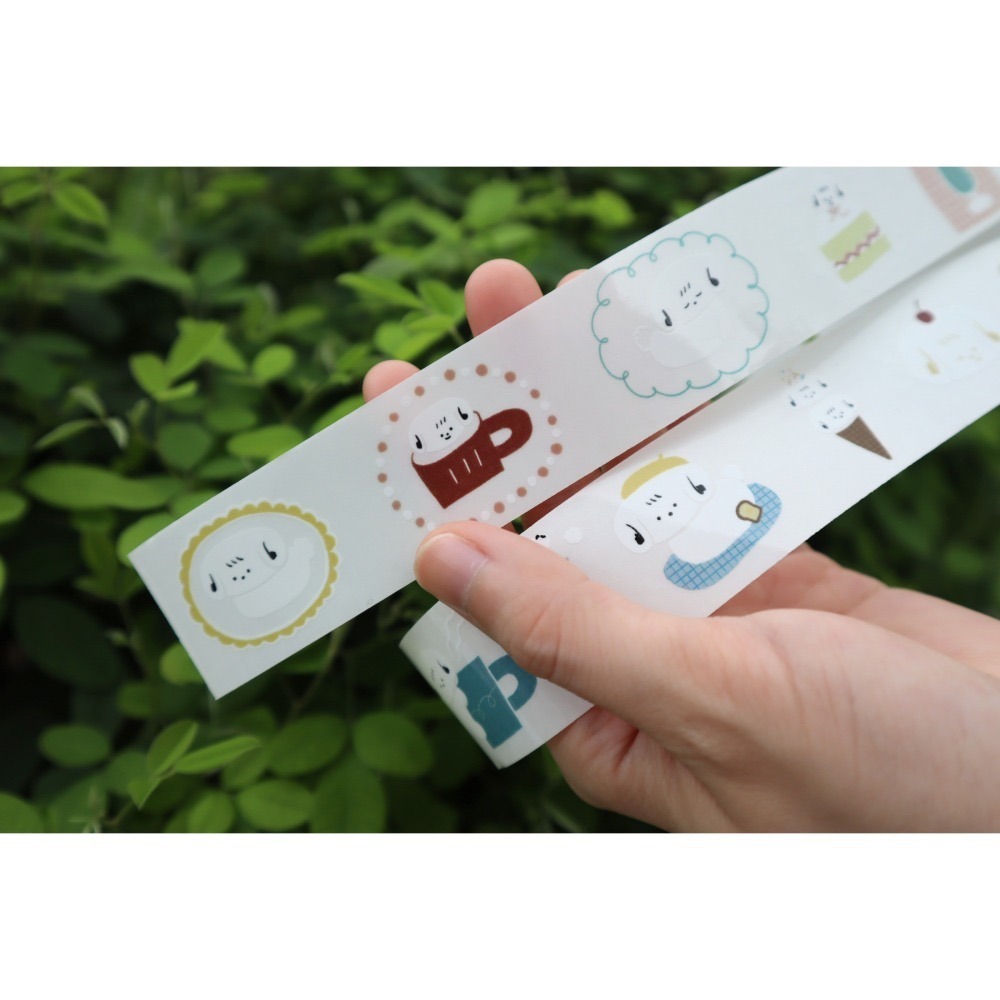 PET膠帶 小狗KOBE CAFE 透明亮面 循環90cm 共5m 自由剪貼-細節圖3
