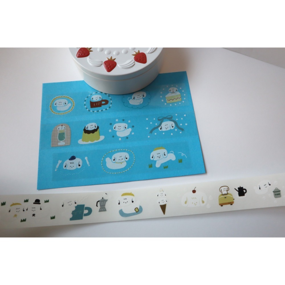 PET膠帶 小狗KOBE CAFE 透明亮面 循環90cm 共5m 自由剪貼-細節圖6