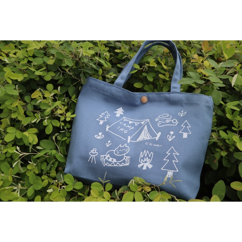 HAPPY MIND  CAMPING 快樂散步提袋 米色 藍色 中尺寸 兩款 米/藍-規格圖7
